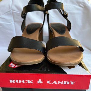 Black Ankle-Buckled Strappy Heeled Sandals 10M